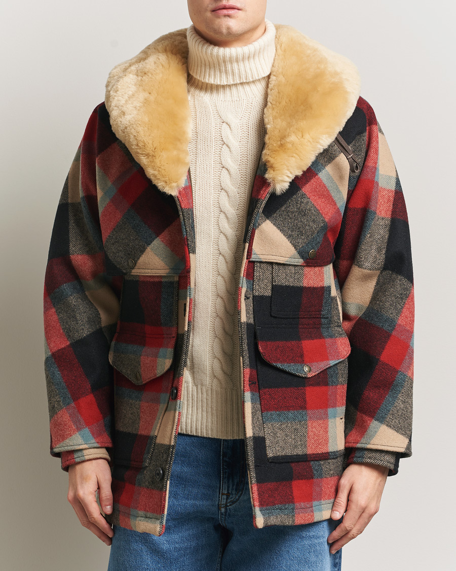 Hombres | Abrigos y chaquetas | Filson | Wool Lined Packer Coat Red/Cream/Blue Plaid