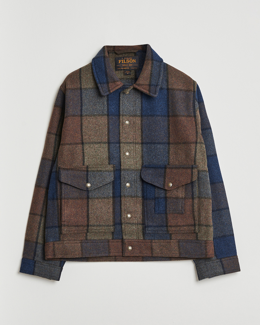 Hombres | Abrigos y chaquetas | Filson | Mackinaw Checked Wool Work Jacket Blue/Brown