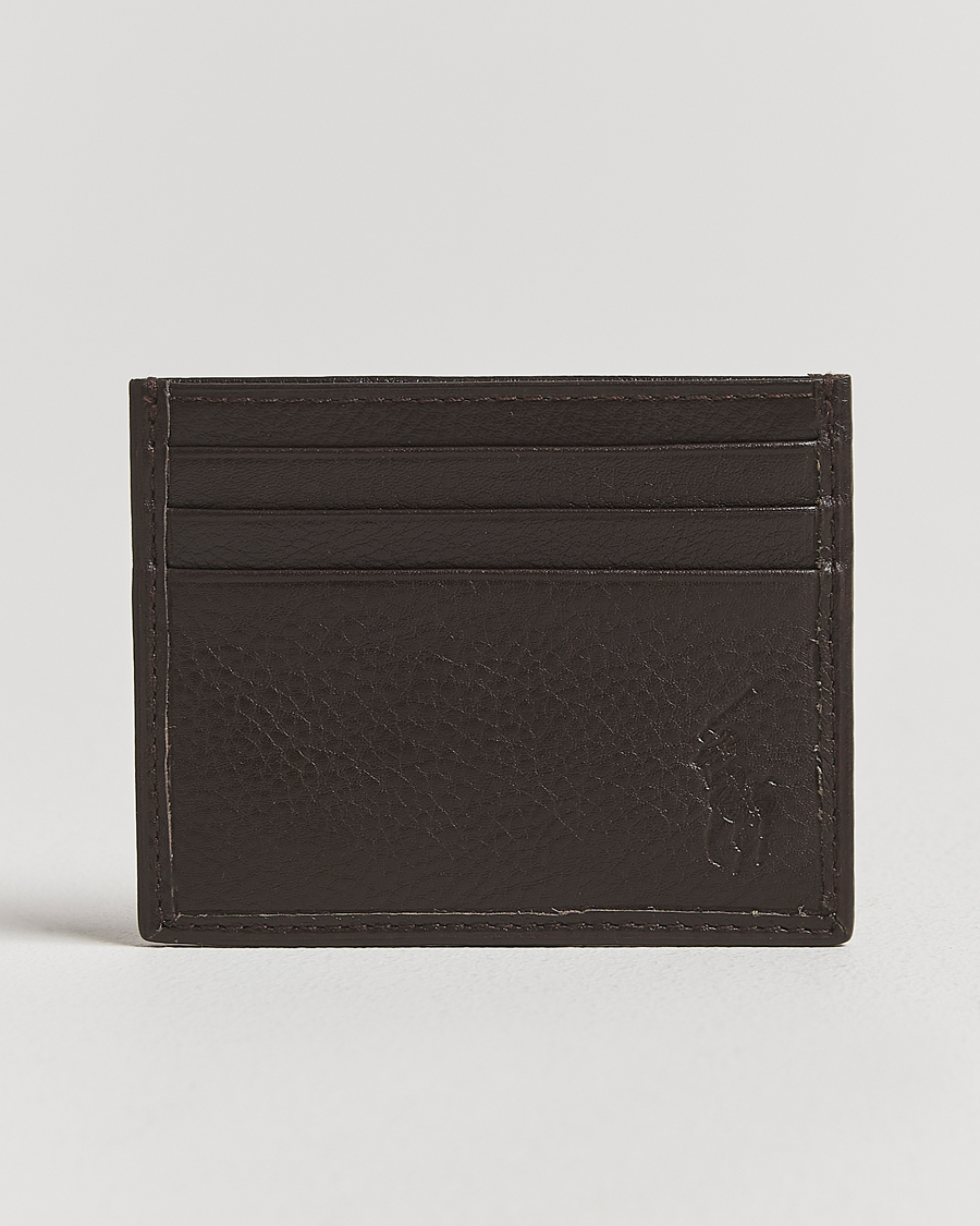 Hombres | Billeteras | Polo Ralph Lauren | Pebbled Leather Credit Card Holder Brown