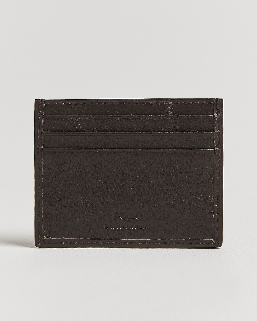 Hombres | Billeteras | Polo Ralph Lauren | Pebbled Leather Credit Card Holder Brown