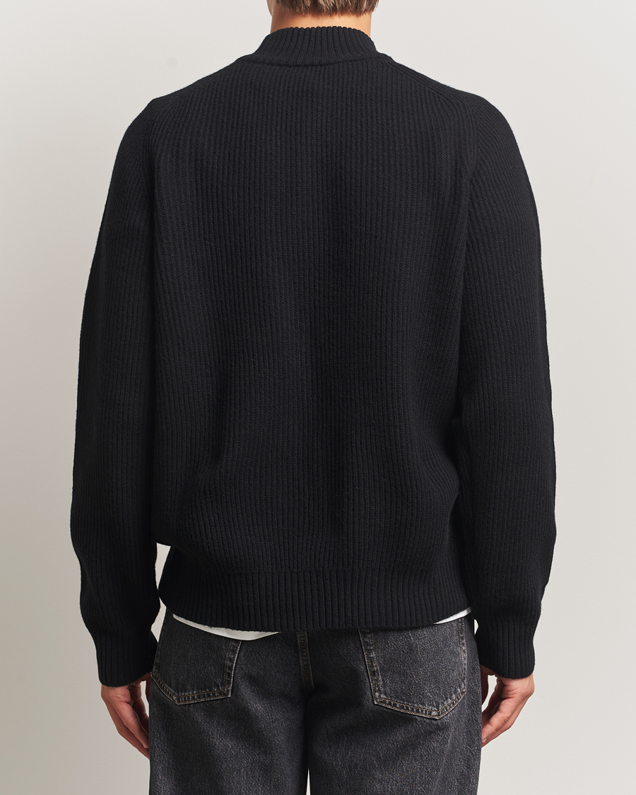 Hombres | Jerséis y prendas de punto | Filippa K | Ribbed Wool Mockneck Sweater Black