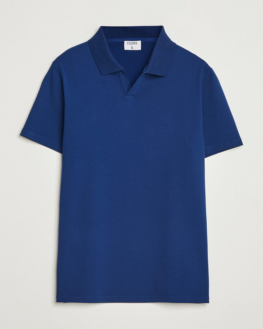 Hombres | Polos | Filippa K | Soft Lycra Polo T-Shirt Royal Navy