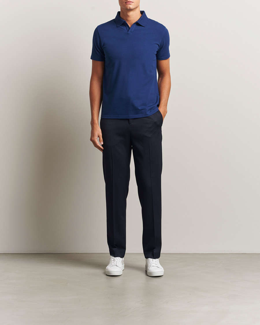 Hombres | Polos | Filippa K | Soft Lycra Polo T-Shirt Royal Navy