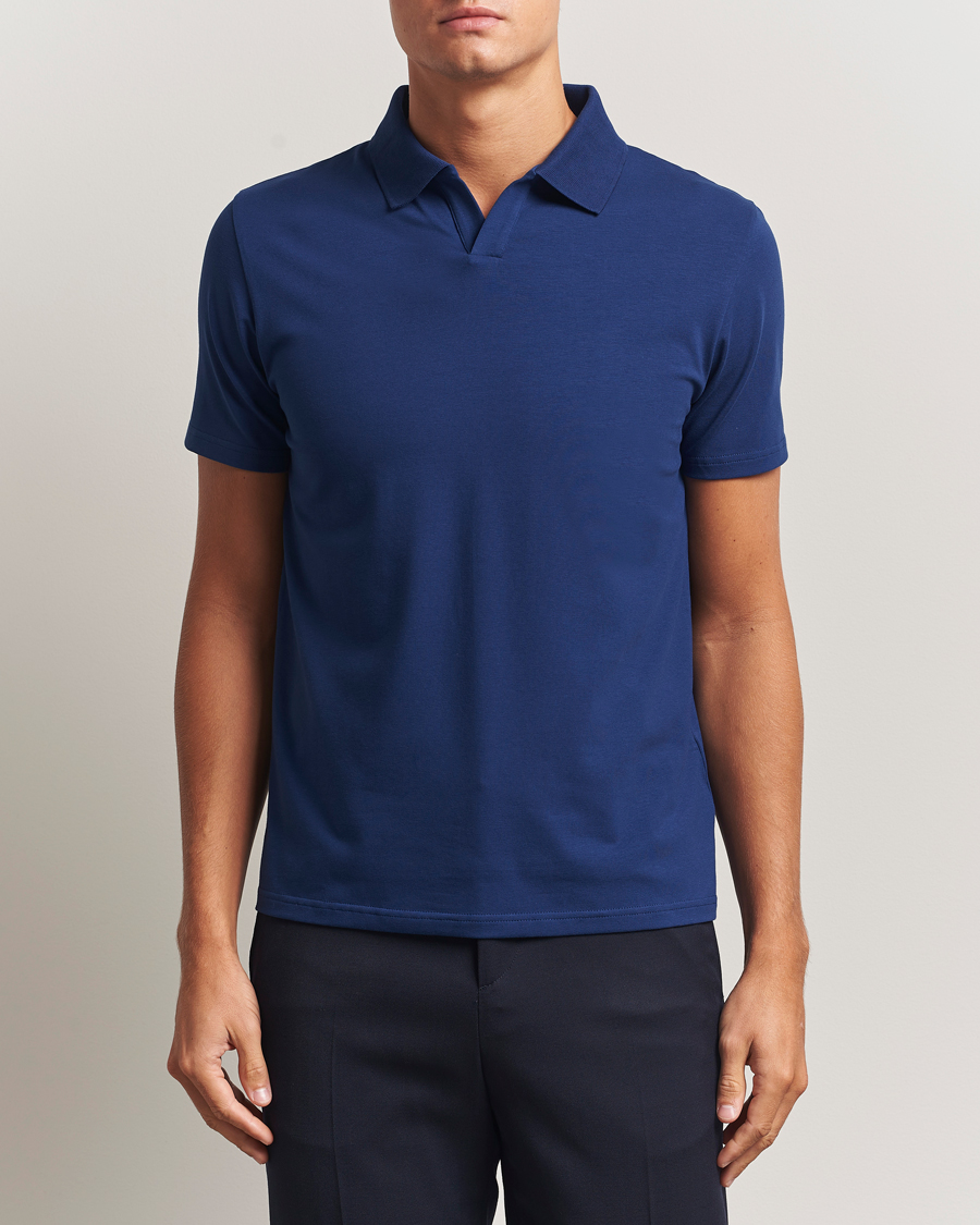 Hombres | Polos | Filippa K | Soft Lycra Polo T-Shirt Royal Navy