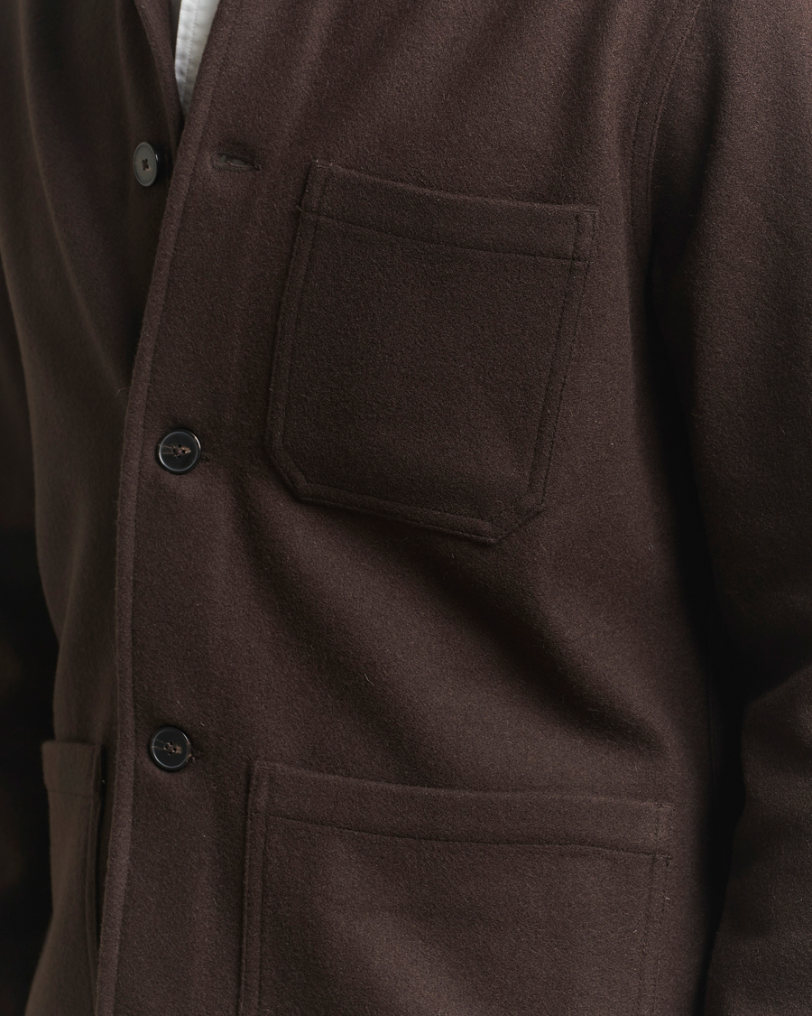 Hombres | Camisas | A Day's March | Original Wool Overshirt Chocolate