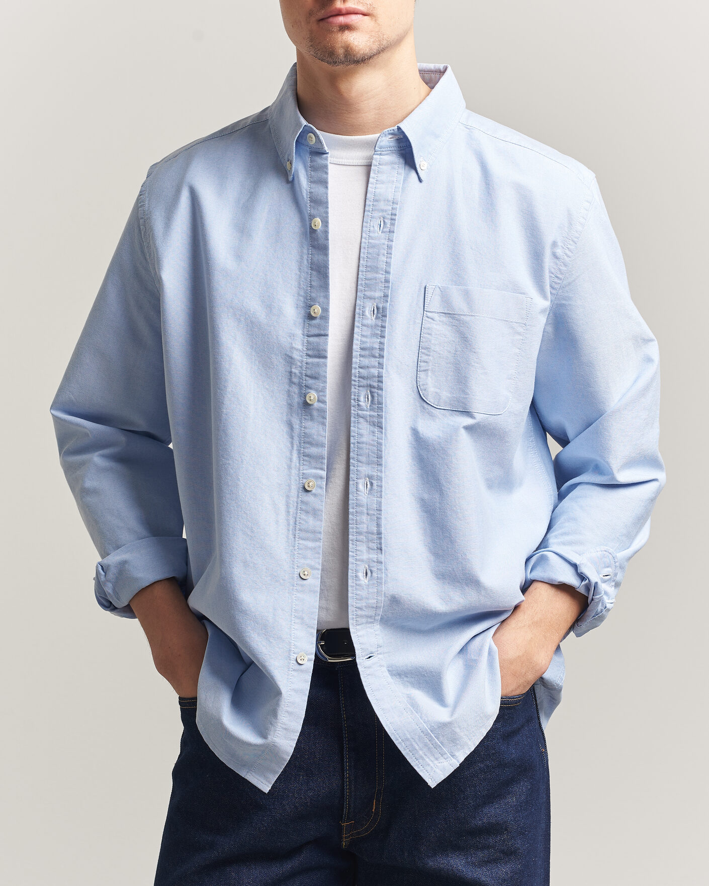 Hombres | Camisas | A Day's March | Classic Oxford Shirt Light Blue