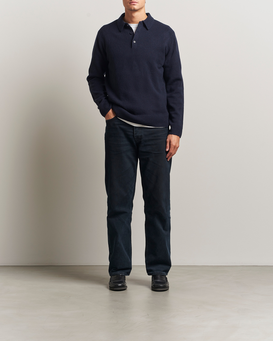 Hombres | Jerséis y prendas de punto | A Day's March | Avoch Lambswool Polo Navy