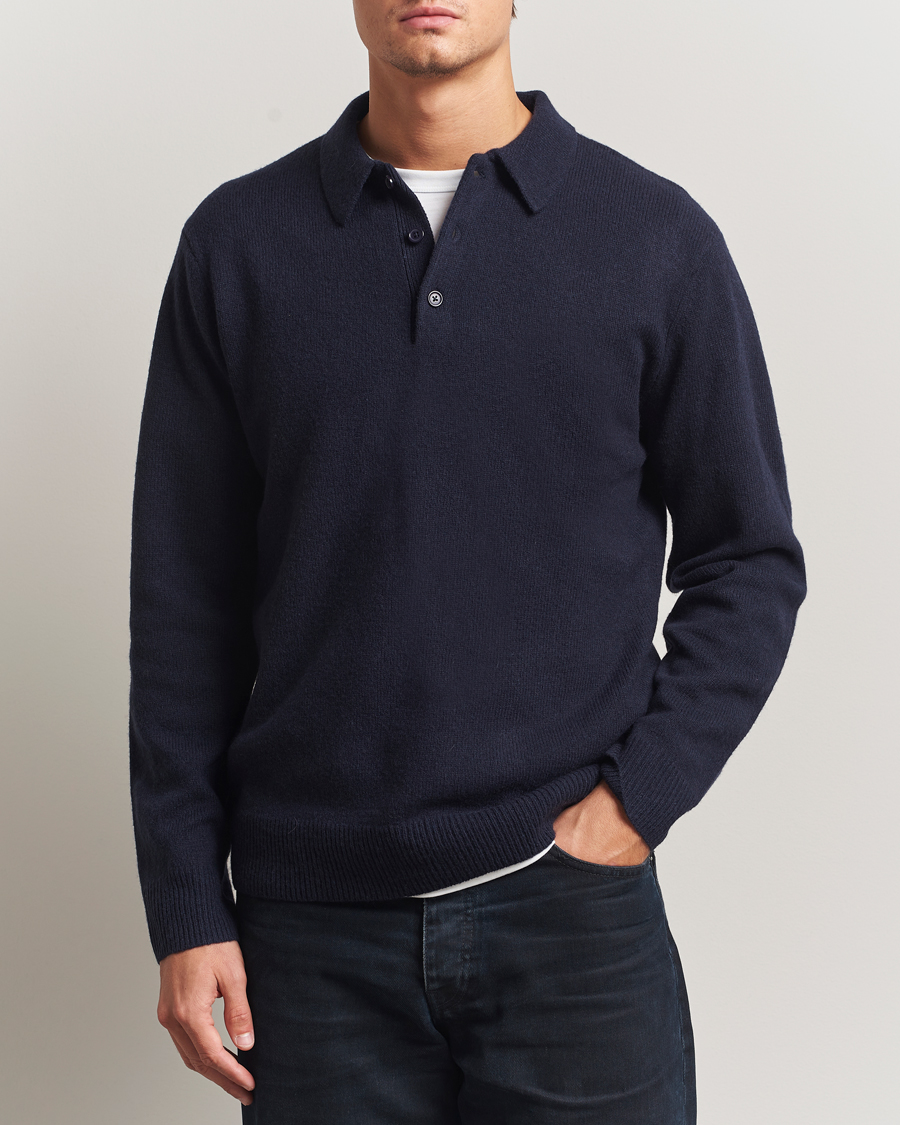 Hombres | Jerséis y prendas de punto | A Day's March | Avoch Lambswool Polo Navy