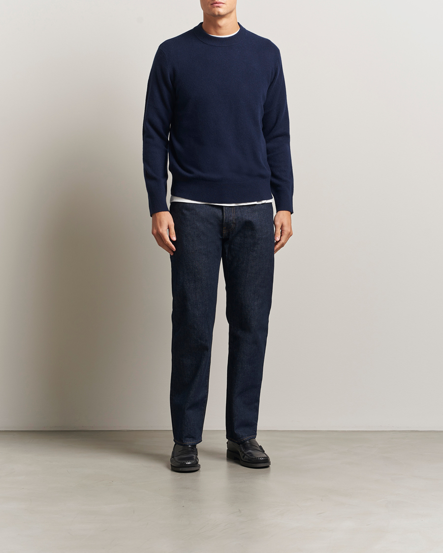 Hombres | Jerséis y prendas de punto | A Day's March | Marlow Cashmere Blend Sweater Navy