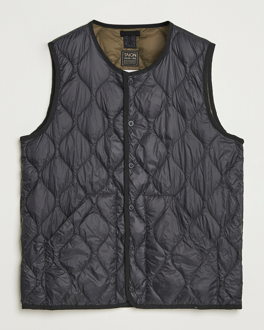 Hombres | Abrigos y chaquetas | TAION | Military Crew Neck Down Vest Black