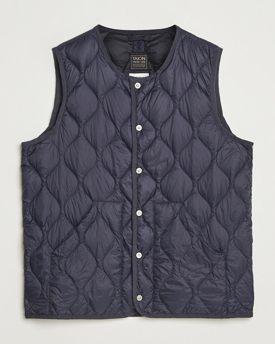 Hombres | Chalecos | TAION | Military Crew Neck Down Vest Navy