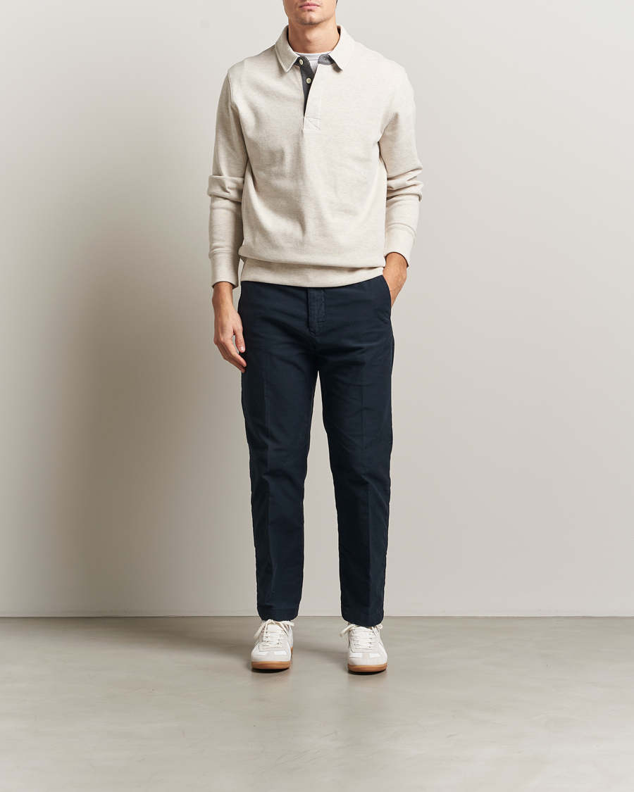 Hombres | Polos | GANT | Light Sacker Rib Long Sleeve Polo Seed Melange