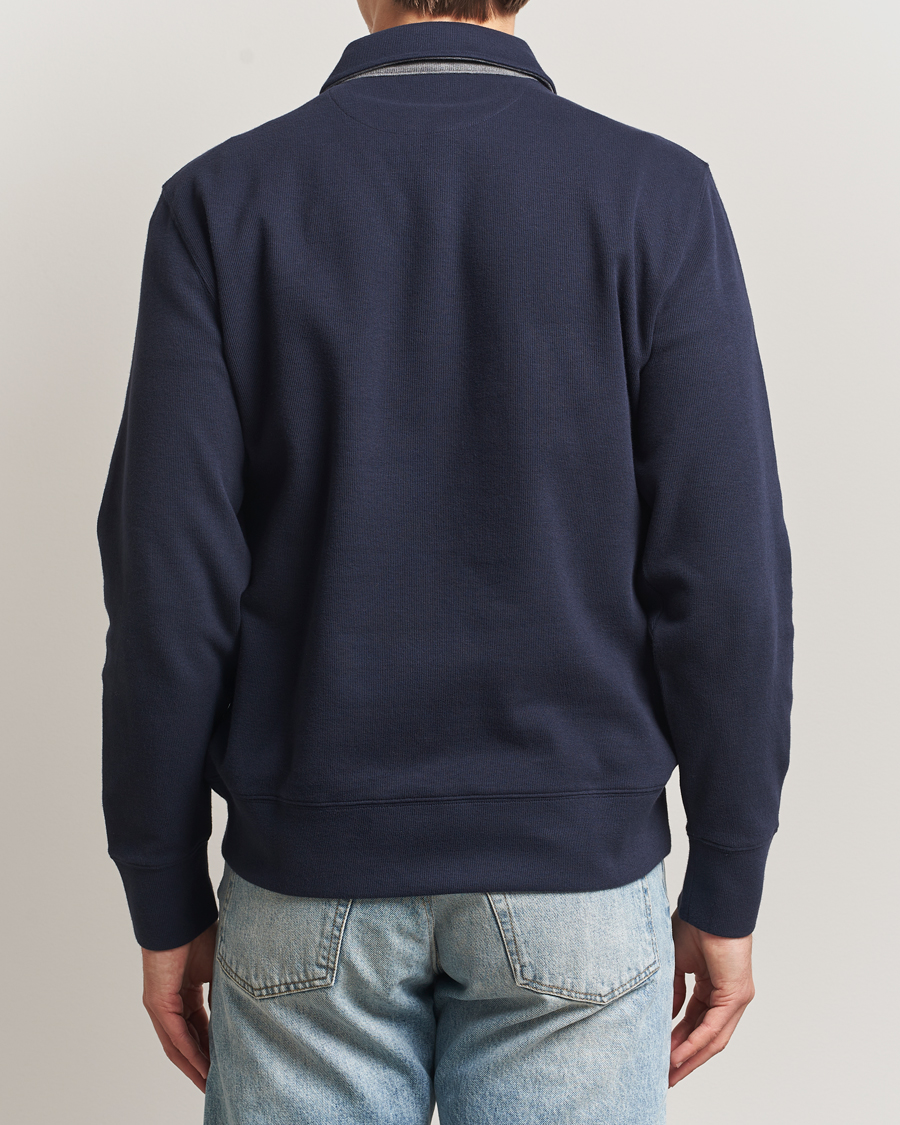 Hombres | Polos | Gant | Light Sacker Rib Long Sleeve Polo Evening Blue