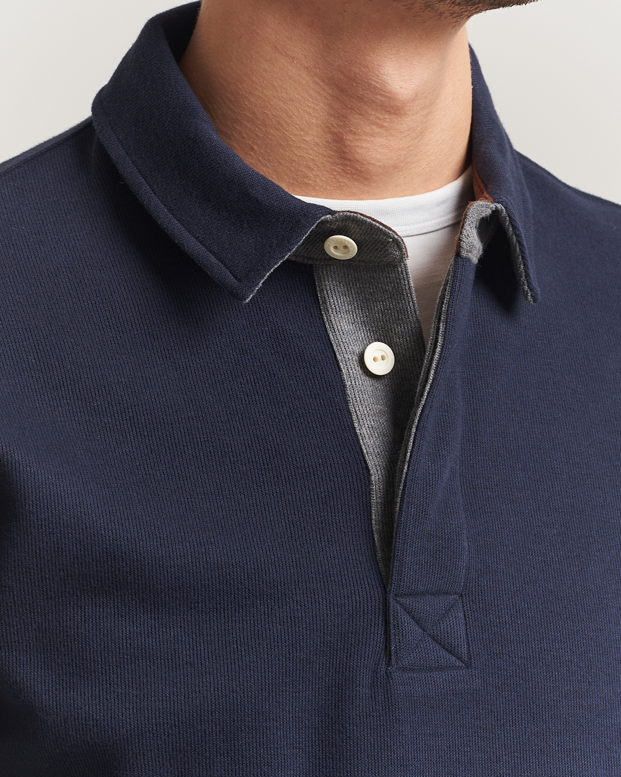 Hombres | Polos | Gant | Light Sacker Rib Long Sleeve Polo Evening Blue