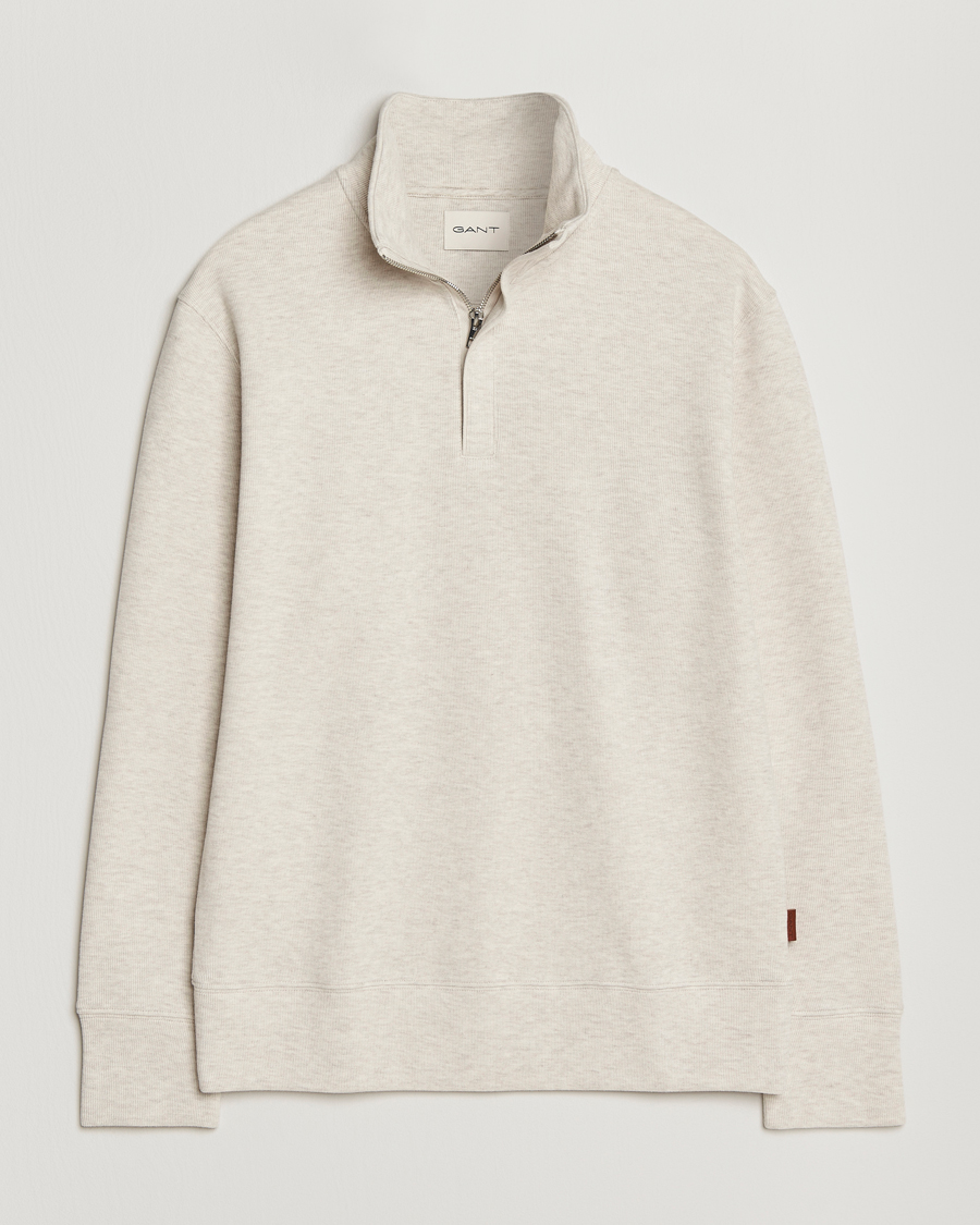Hombres | Jerséis y prendas de punto | Gant | Light Sacker Rib Half Zip Seed Melange