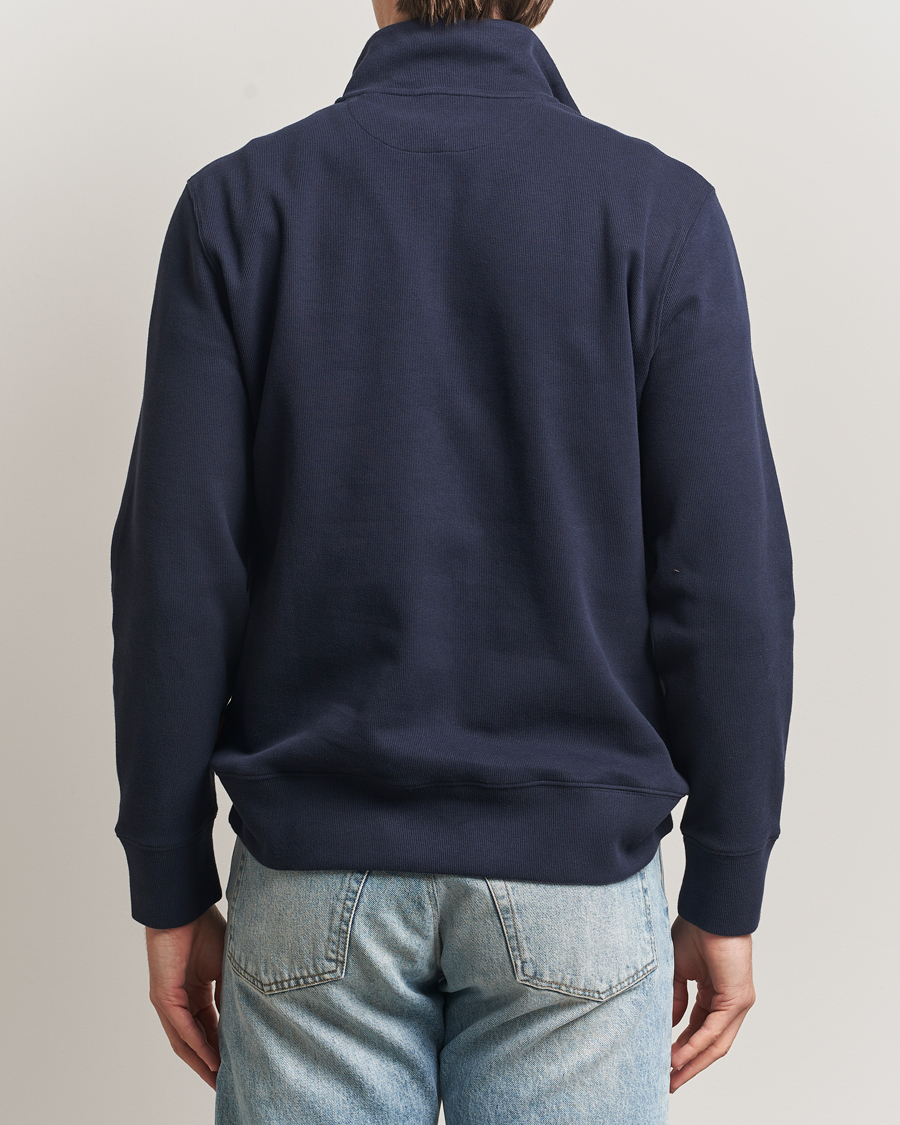Hombres | Jerséis y prendas de punto | Gant | Light Sacker Rib Half Zip Evening Blue
