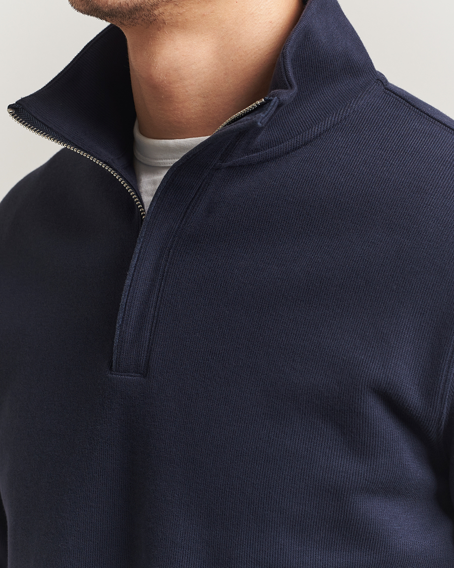 Hombres | Jerséis y prendas de punto | GANT | Light Sacker Rib Half Zip Evening Blue