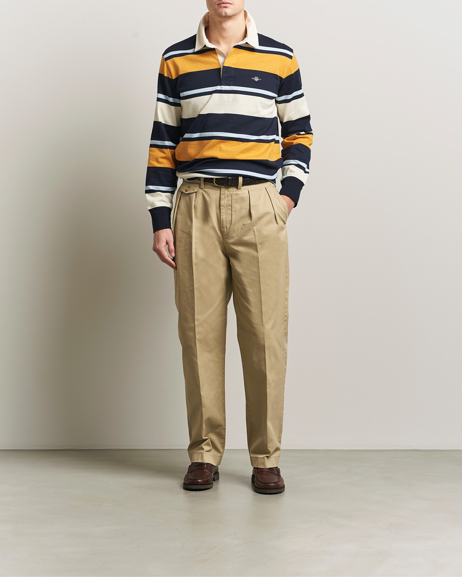 Hombres | Jerséis y prendas de punto | Gant | Striped Heavy Rugger Evening Blue Multi
