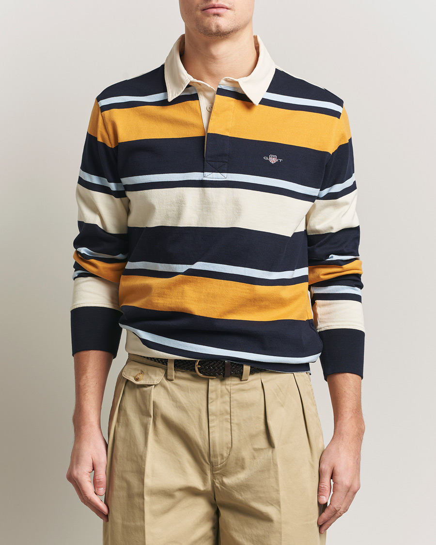 Hombres | Jerséis y prendas de punto | Gant | Striped Heavy Rugger Evening Blue Multi