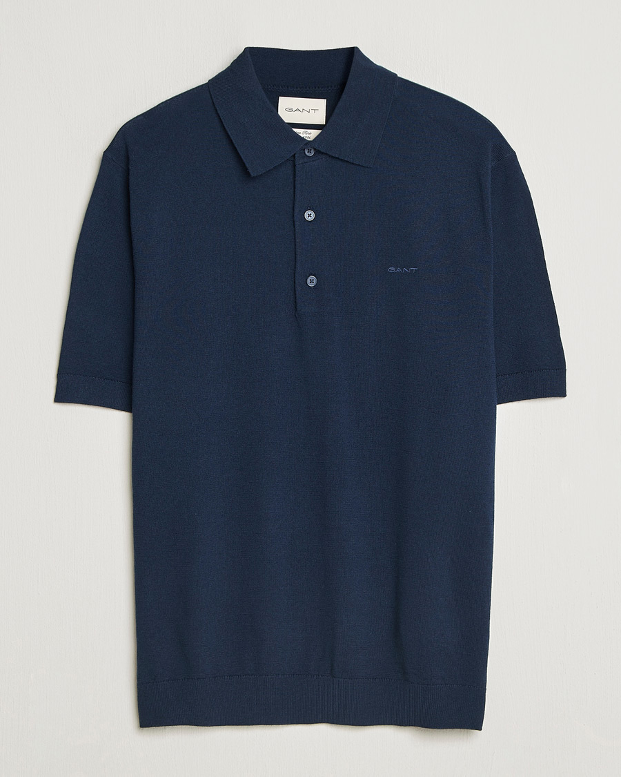 Hombres | Polos | GANT | Extrafine Merino Polo Marine