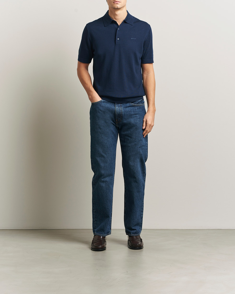 Hombres | Polos | GANT | Extrafine Merino Polo Marine