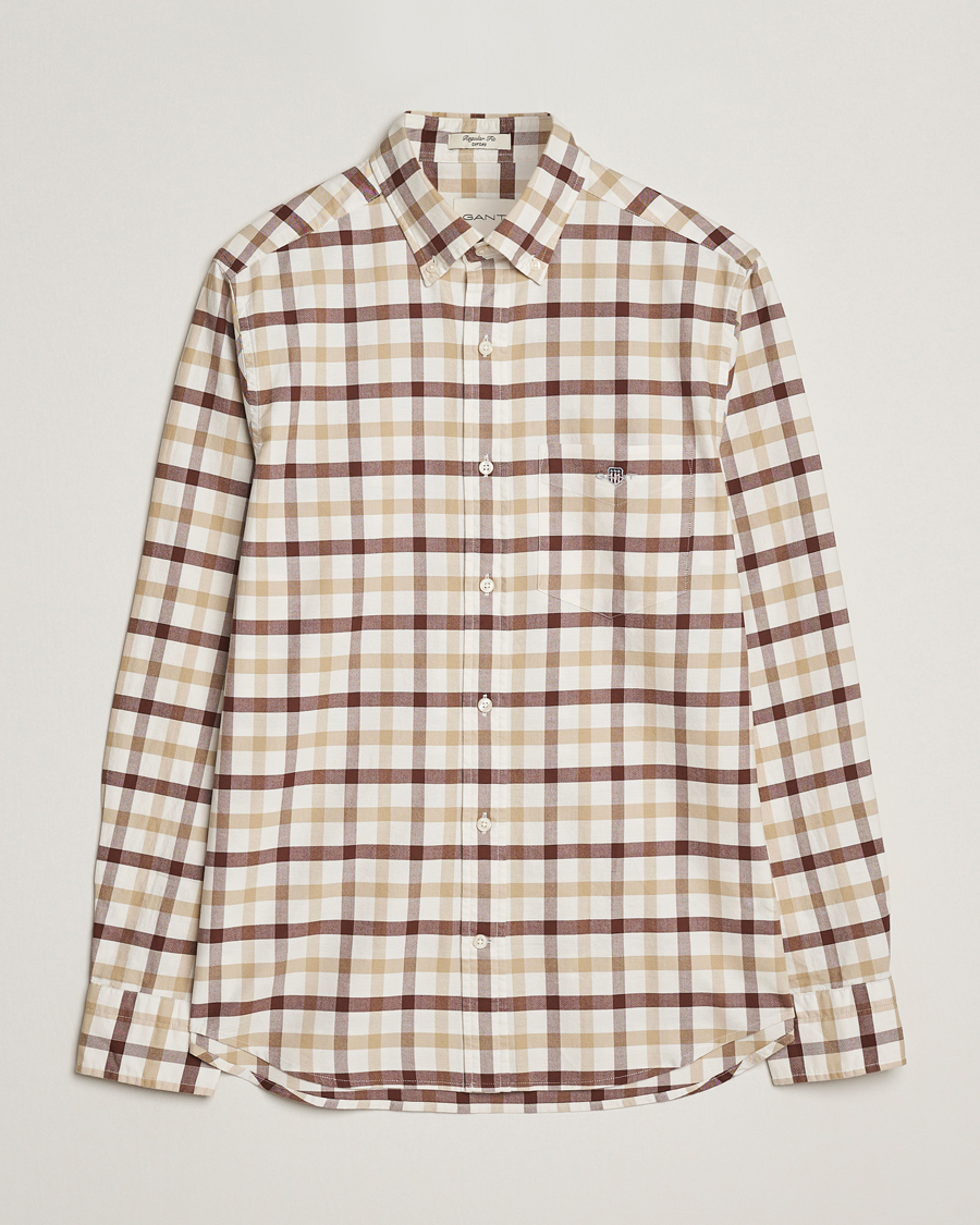 Hombres | Camisas | Gant | Regular Fit Oxford Checked Shirt Mahogany Brown