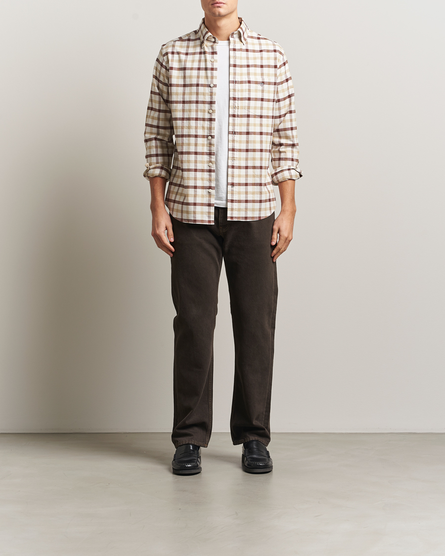 Hombres | Camisas | Gant | Regular Fit Oxford Checked Shirt Mahogany Brown
