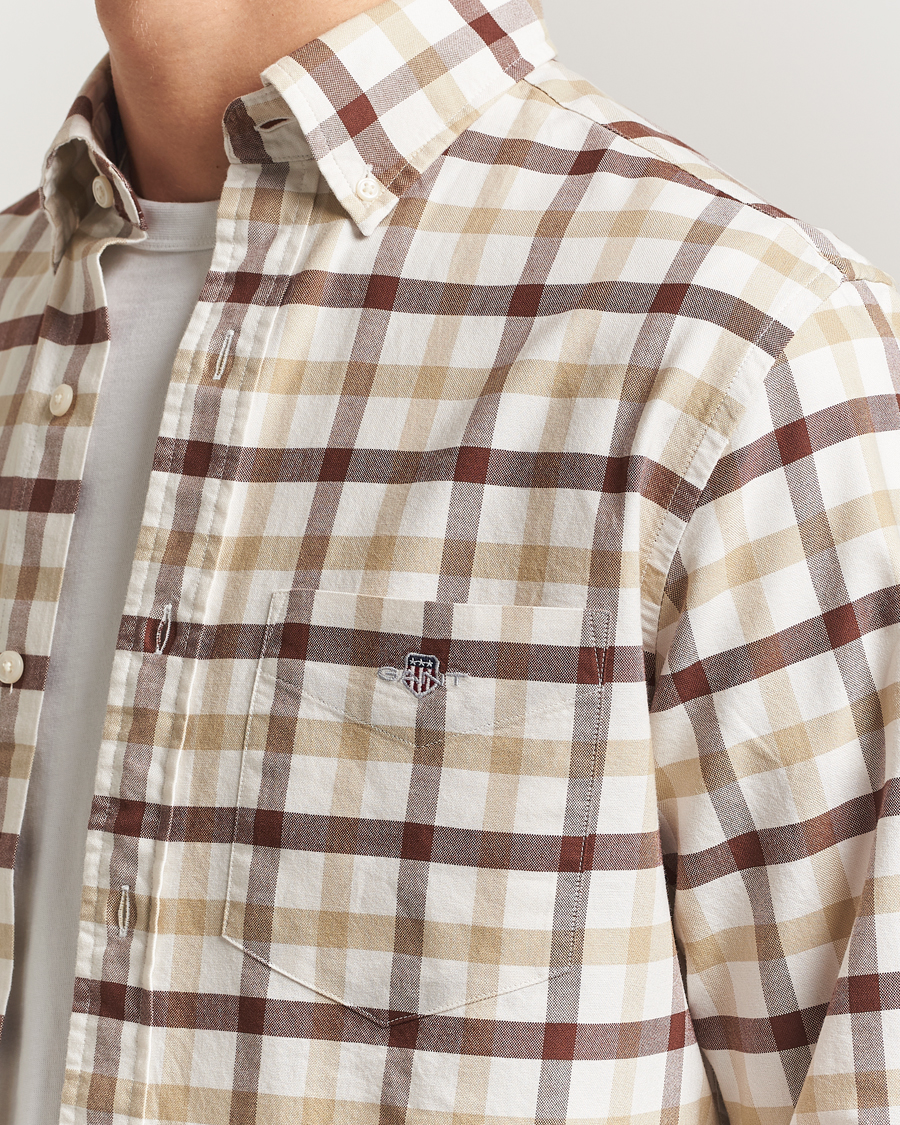 Hombres | Camisas | Gant | Regular Fit Oxford Checked Shirt Mahogany Brown