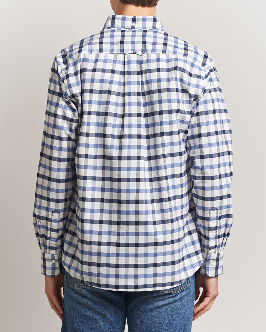 Hombres | Camisas | GANT | Regular Fit Oxford Checked Shirt Greyish Blue