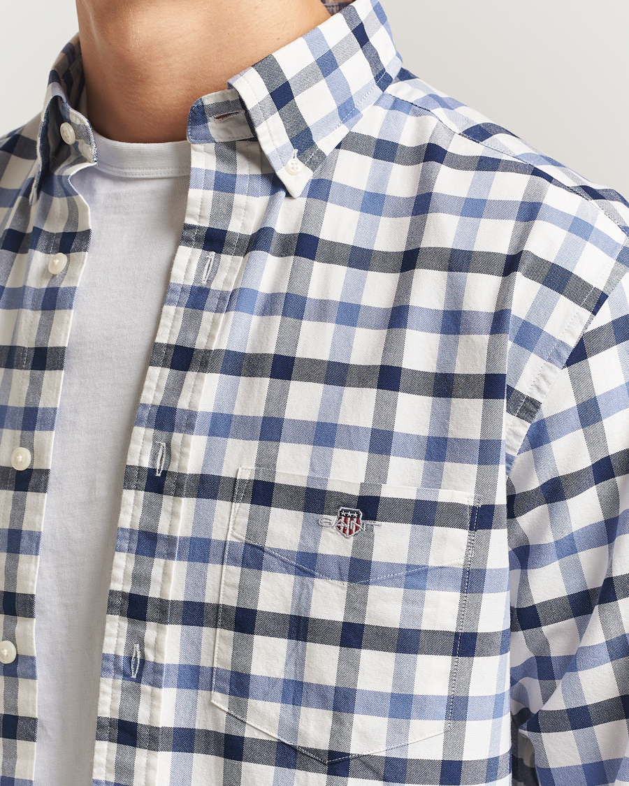 Hombres | Camisas | GANT | Regular Fit Oxford Checked Shirt Greyish Blue