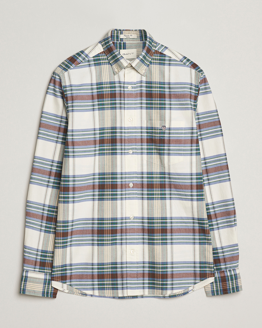 Hombres | Camisas | Gant | Regular Fit Oxford Checked Shirt Woody Green