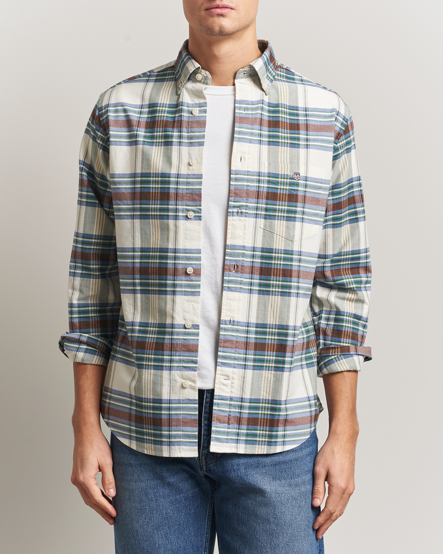 Hombres | Camisas | Gant | Regular Fit Oxford Checked Shirt Woody Green