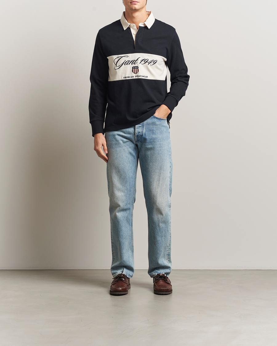 Hombres | Jerséis y prendas de punto | Gant | Blocked Logo Heavy Rugger Black