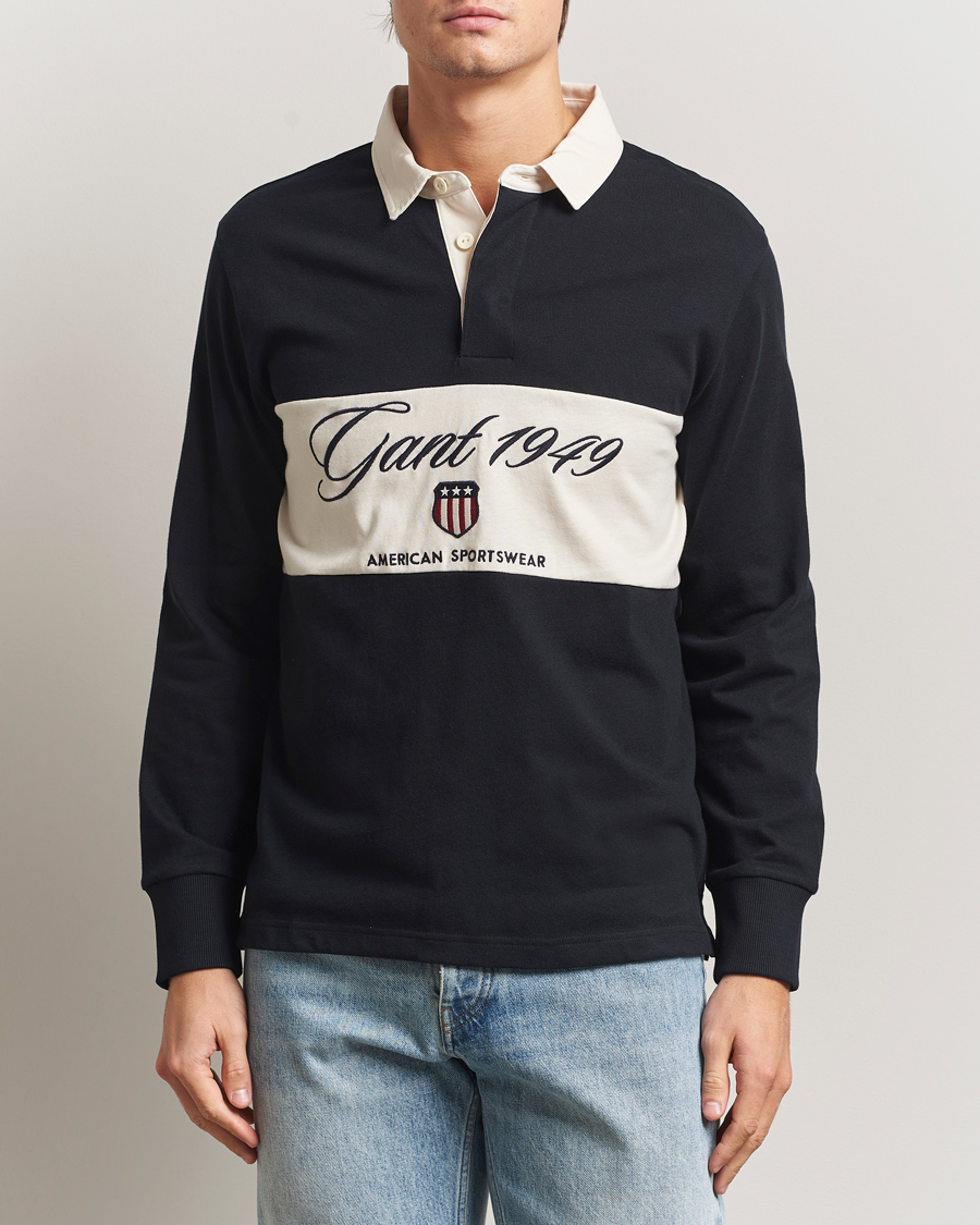 Hombres | Jerséis y prendas de punto | Gant | Blocked Logo Heavy Rugger Black