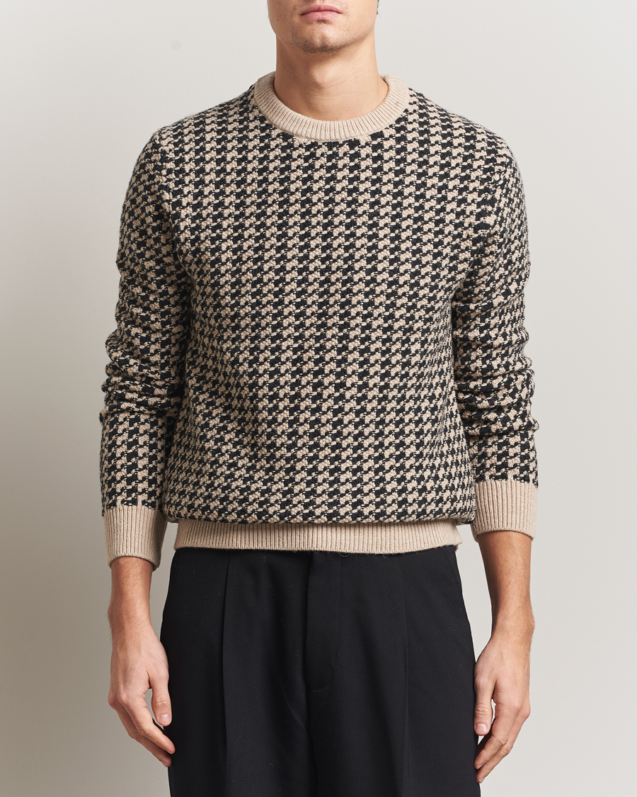 Hombres | Jerséis y prendas de punto | GANT | Two Tone Textured Knitted Crew Neck Charcoal