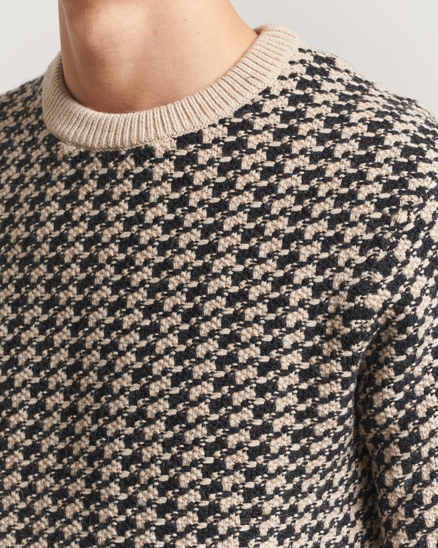 Hombres | Jerséis y prendas de punto | GANT | Two Tone Textured Knitted Crew Neck Charcoal