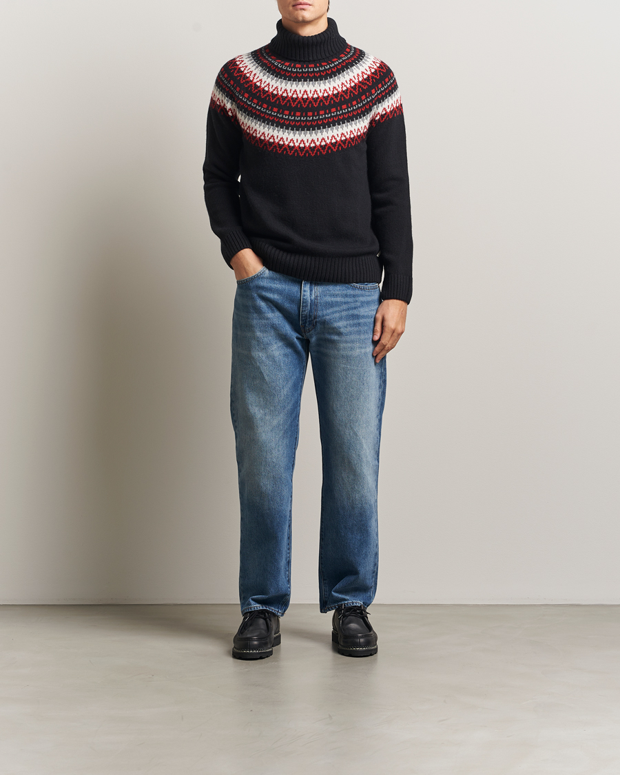 Hombres | Jerséis y prendas de punto | GANT | Fairisle Knitted Turtleneck Black