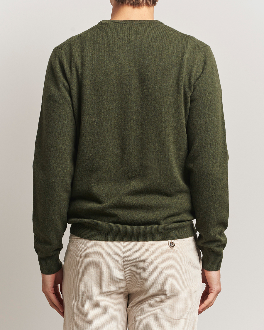 Hombres | Jerséis y prendas de punto | Gant | Superfine Lambswool Crew Neck Khaki Green Melange