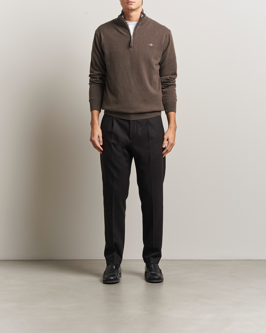Hombres |  | GANT | Superfine Lambswool Half Zip Seawood Melange