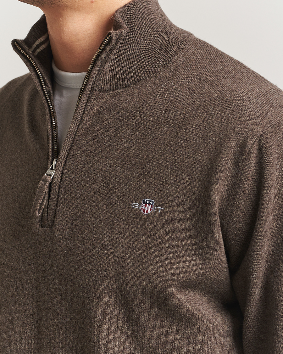 Hombres | Jerséis y prendas de punto | GANT | Superfine Lambswool Half Zip Seawood Melange