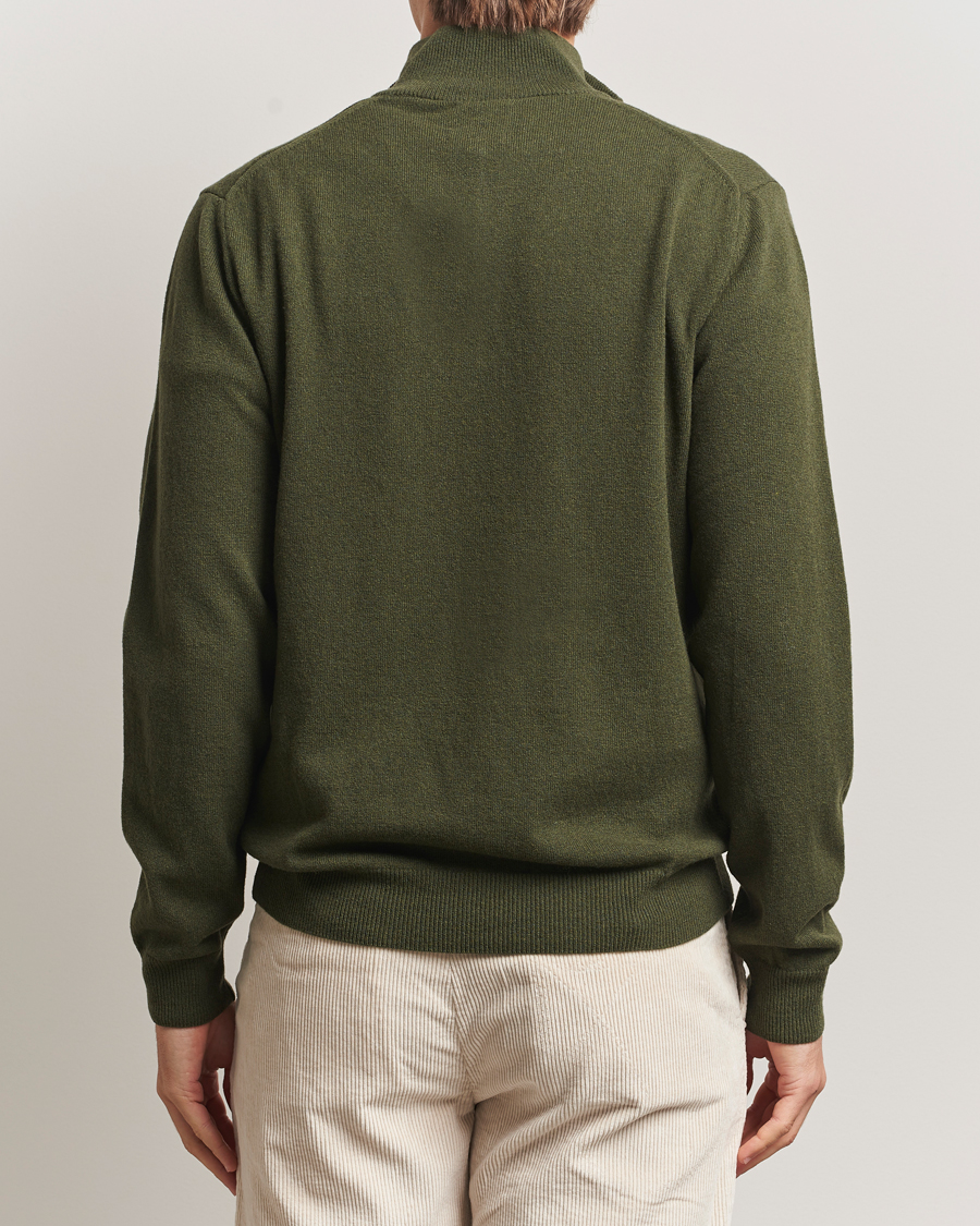 Hombres | Jerséis y prendas de punto | GANT | Superfine Lambswool Half Zip Khaki Green Melange