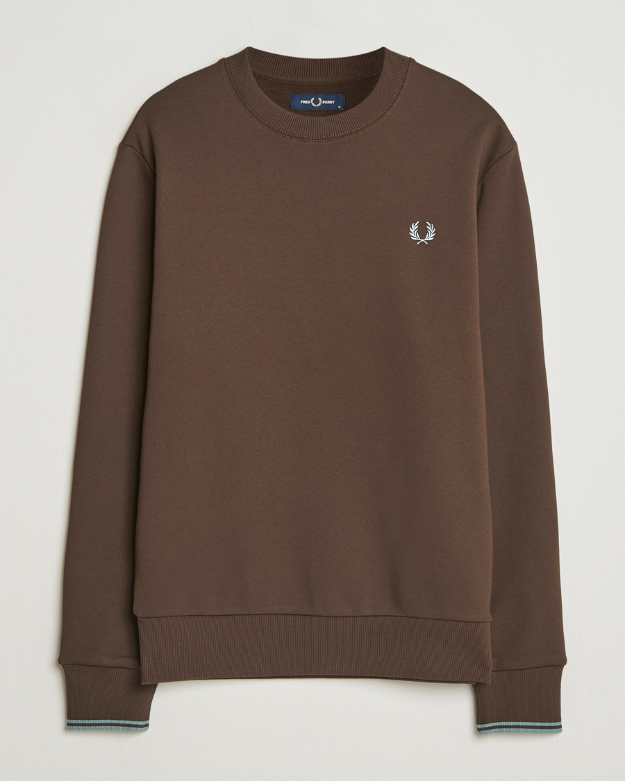 Hombres | Jerséis y prendas de punto | Fred Perry | Crew Neck Sweatshirt Burnt Tobacco