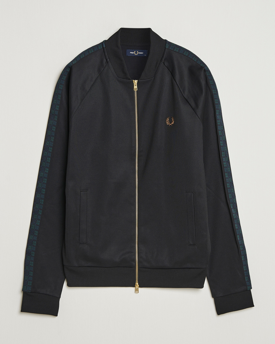 Hombres | Jerséis y prendas de punto | Fred Perry | Blackwatch Tartan Taped Track Jacket Black