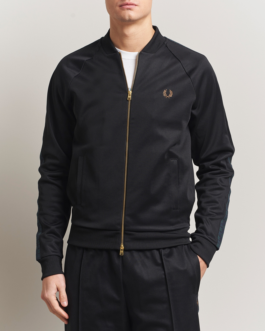 Hombres | Jerséis y prendas de punto | Fred Perry | Blackwatch Tartan Taped Track Jacket Black