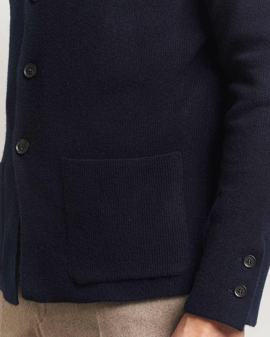 Hombres | Blazers | Oscar Jacobson | Antonio Knitted Wool Blazer Navy
