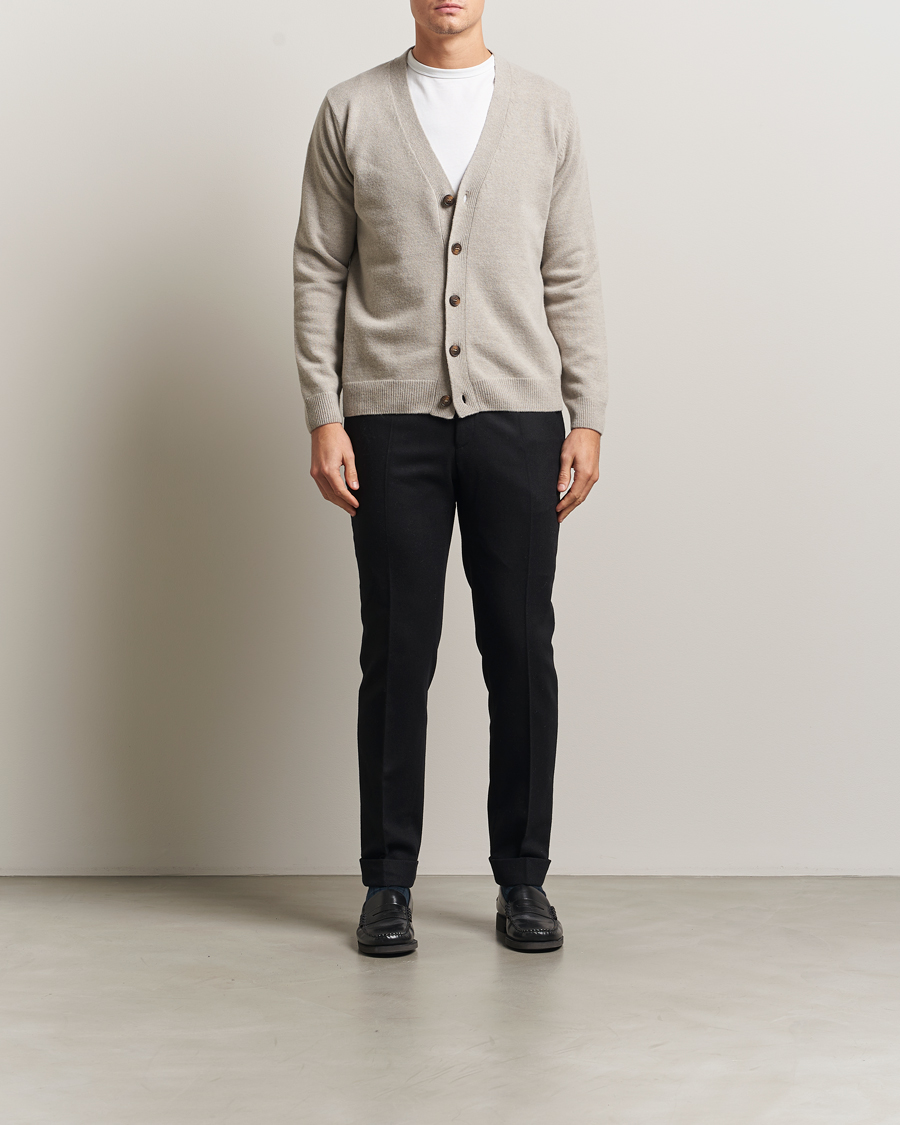 Hombres | Jerséis y prendas de punto | Oscar Jacobson | Eduardo Wool Cardigan Beige