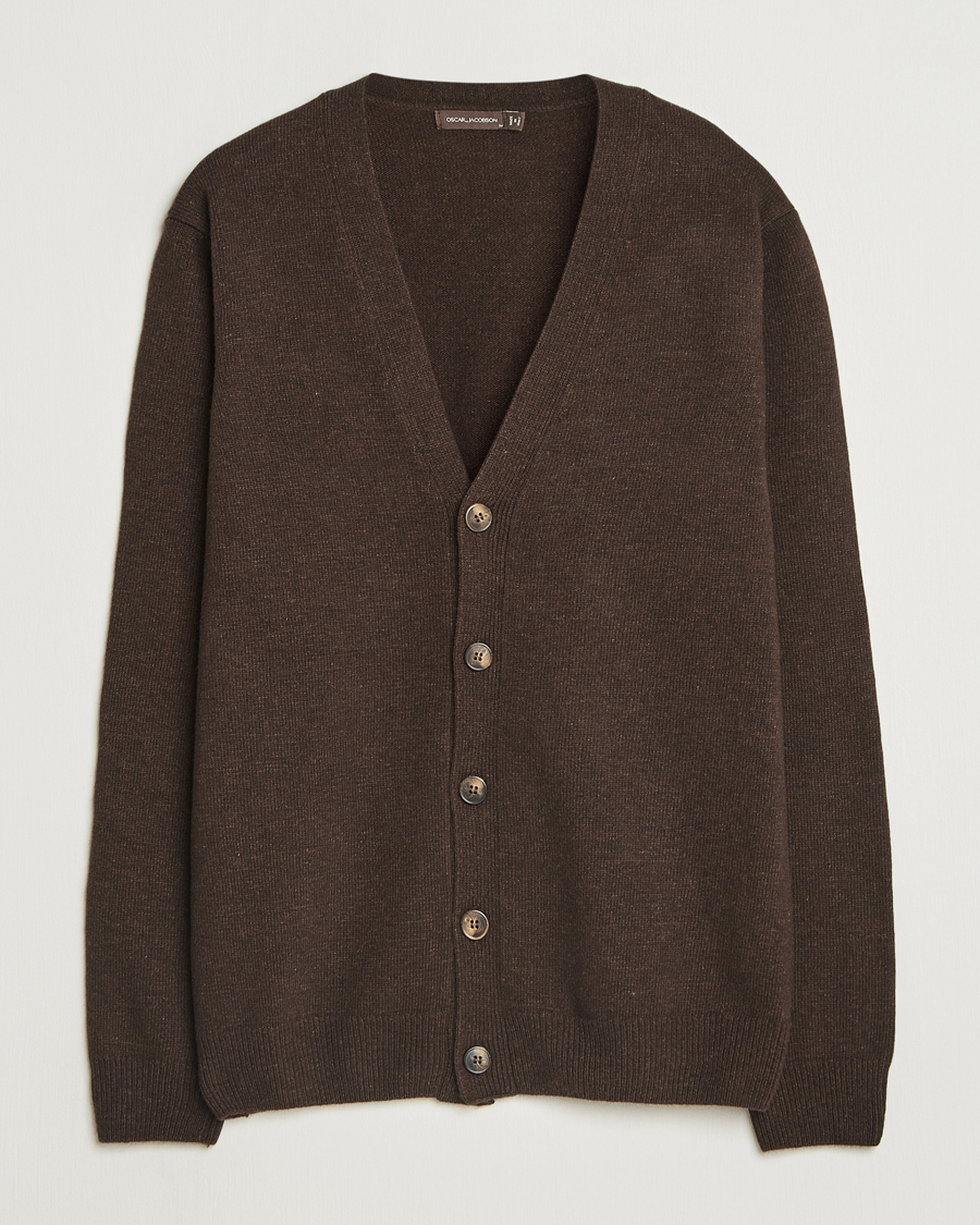 Hombres | Jerséis y prendas de punto | Oscar Jacobson | Eduardo Wool Cardigan Brown