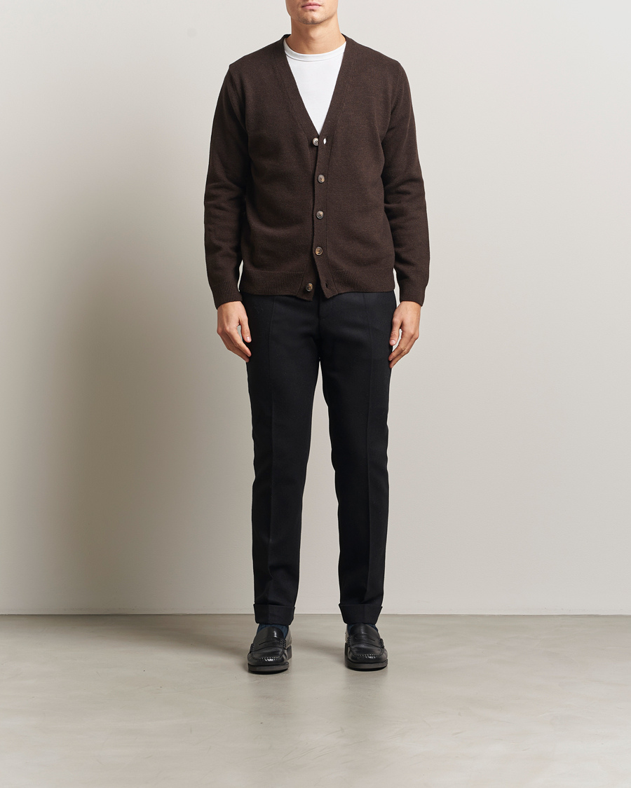 Hombres | Jerséis y prendas de punto | Oscar Jacobson | Eduardo Wool Cardigan Brown