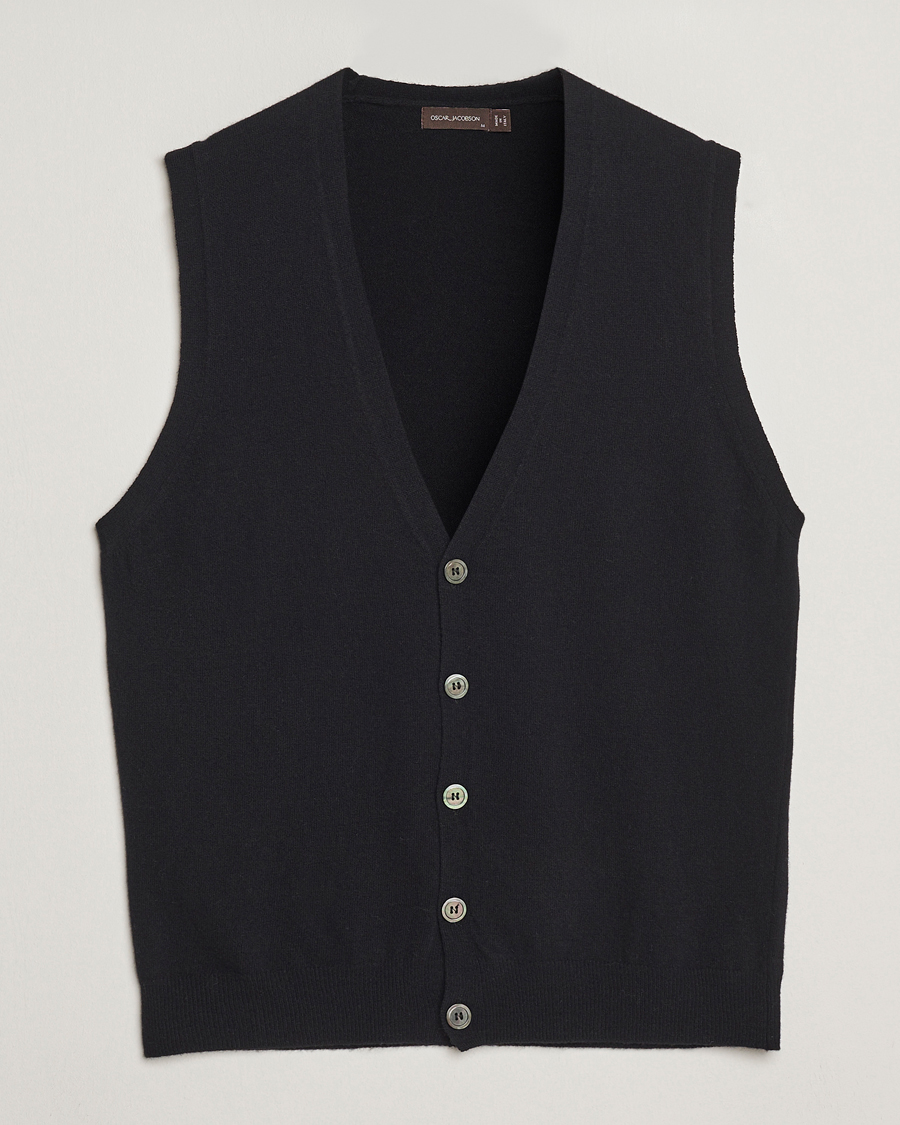 Hombres | Jerséis y prendas de punto | Oscar Jacobson | Guiseppe Buttoned Vest Black