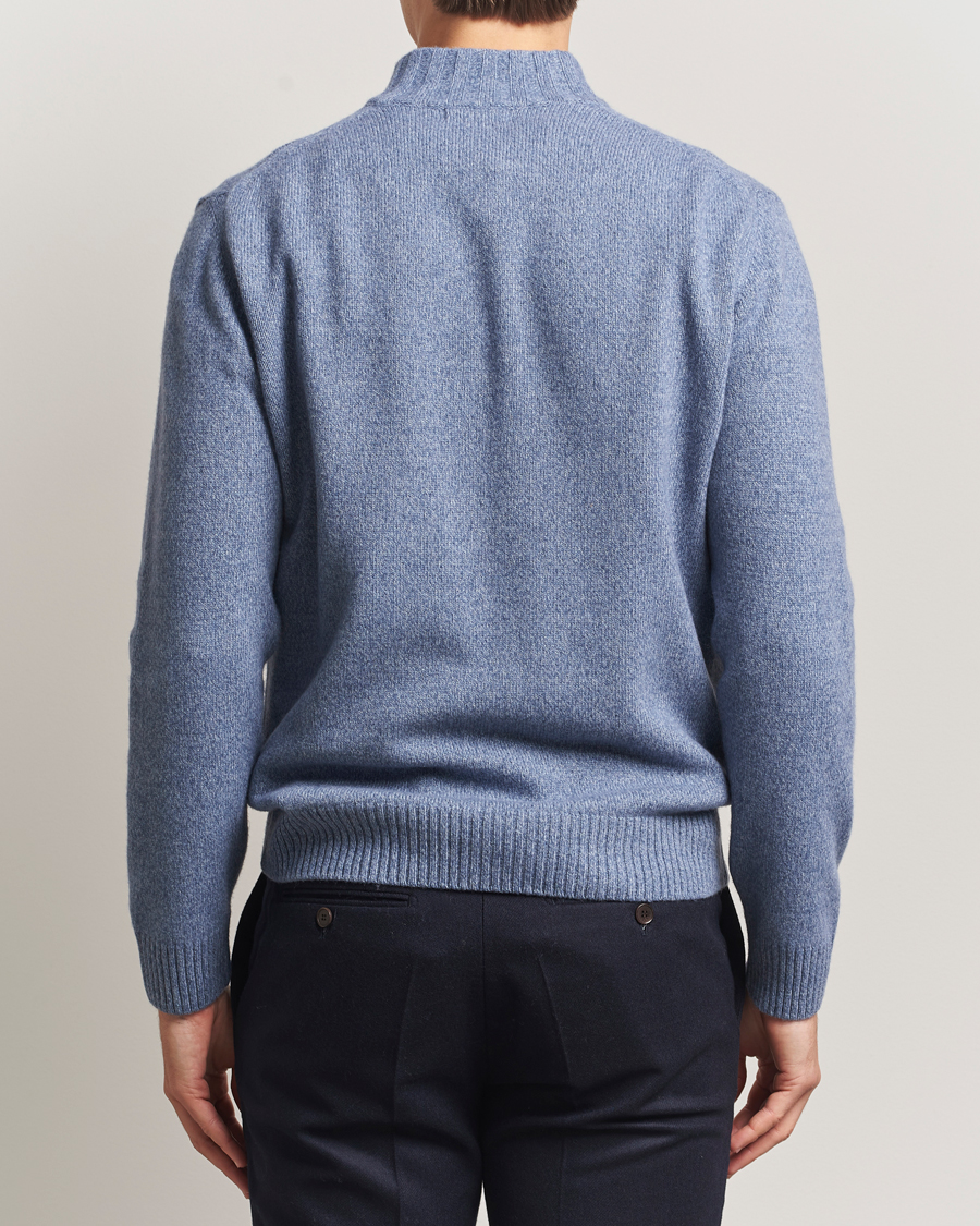 Hombres | Jerséis y prendas de punto | Oscar Jacobson | Paul Wool/Cashmere Half-Zip Light Blue